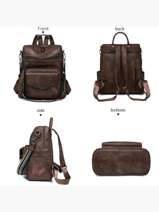 Vintage Leather Backpack Purse Convertible Shoulder Bag Large Capacity Travel